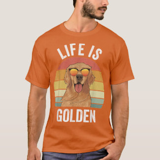 Retro Leven Is Goud Goud Retriever Cadeaus Grappig T-shirt