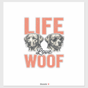Retro Leven Liefde Woef Hond Grafisch Ontwerp_1 Sticker