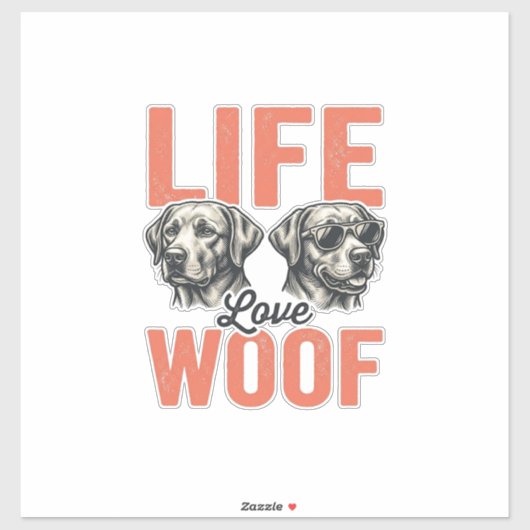 Retro Leven Liefde Woef Hond Grafisch Ontwerp_1 Sticker (Vel)