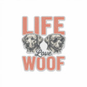 Retro Leven Liefde Woef Hond Grafisch Ontwerp_1 Sticker (Voorkant)