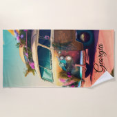 retro leven op het strand strandlaken (Voorkant)