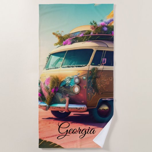  retro leven op het strand strandlaken (Voorkant)