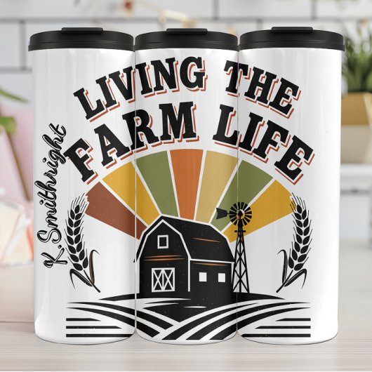 Retro levend Boerderij leven Thermosbeker