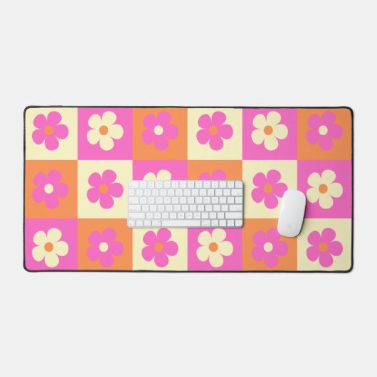 Retro Levendige BOHO Bloemen Patroon Bureaumat (Keyboard & Muis)