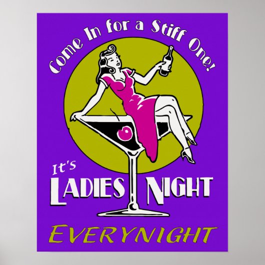 Retro levendige dames nacht poster (Voorkant)