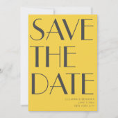 Retro Levendige Gele Art Deco Redactionele Chique  Save The Date (Voorkant)
