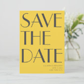 Retro Levendige Gele Art Deco Redactionele Chique  Save The Date (Staand voorkant)