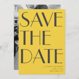 Retro Levendige Gele Art Deco Redactionele Chique  Save The Date