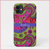 Retro Levendige Harten en Bloemen Kleurrijk Case-Mate iPhone Case