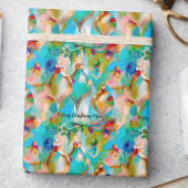 Retro levendige kerstversieringen aangepaste tekst cadeaupapier