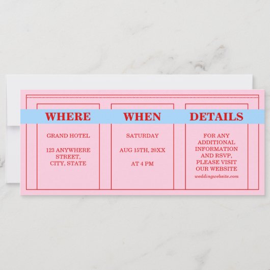 Retro Levendige Kleur Blok Rood Roze Blauw Estheti Kaart (Achterkant)