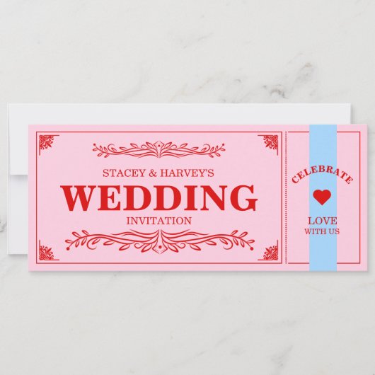 Retro Levendige Kleur Blok Rood Roze Blauw Estheti Kaart (Voorkant)