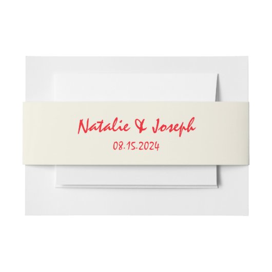 Retro levendige rode hand geschreven heldere uniek uitnodigingen wikkel (Voorkant Voorbeeld)