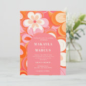 Retro Levendige Roze Boog Bruiloft Uitnodiging (Staand voorkant)