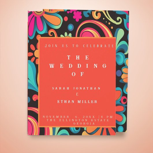 Retro levendige stijl uitnodiging