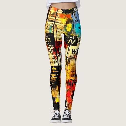 retro levendige wicked abstracte trendy leggings (Voorkant)
