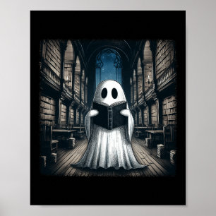 Retro Lezen Ghost Library Halloween Bibliothecaris Poster