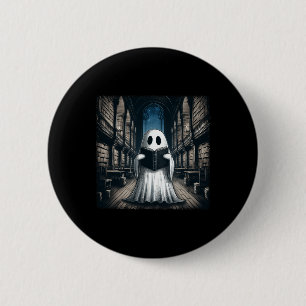 Retro Lezen Ghost Library Halloween Bibliothecaris Ronde Button 5,7 Cm