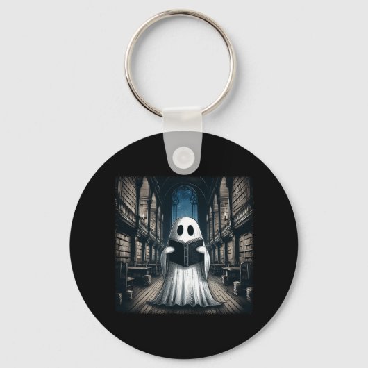 Retro Lezen Ghost Library Halloween Bibliothecaris Sleutelhanger (Voorkant)