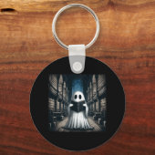 Retro Lezen Ghost Library Halloween Bibliothecaris Sleutelhanger (Voorkant)