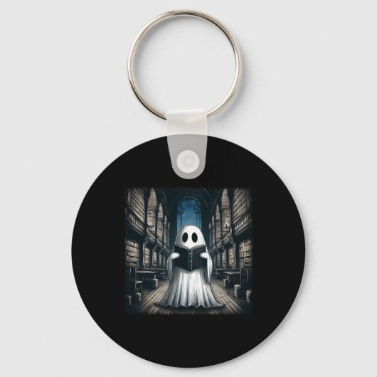 Retro Lezen Ghost Library Halloween Bibliothecaris Sleutelhanger (Voorkant)