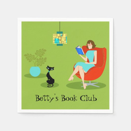  Retro Lezen Vrouw Papieren servetten (Voorkant)