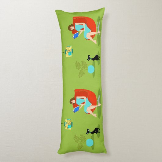 Retro Lezing Vrouw Lichaam Kussen (Achterkant (Verticaal))