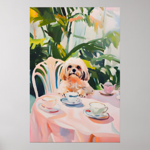 Retro Lhasa Apso Poster, Lhasa Apso Olie Schilderi Poster