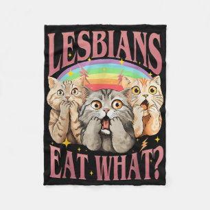 Retro LHBT Eet Wat Kat Lesbische Pride Maand Gelij Fleece Deken
