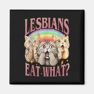 Retro LHBT Eet Wat Kat Lesbische Pride Maand Gelij Magneet