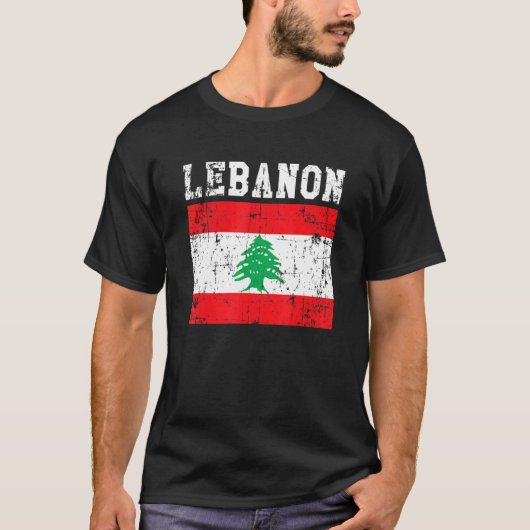 Retro  Libanon vlag Libanese roots T-shirt (Voorkant)