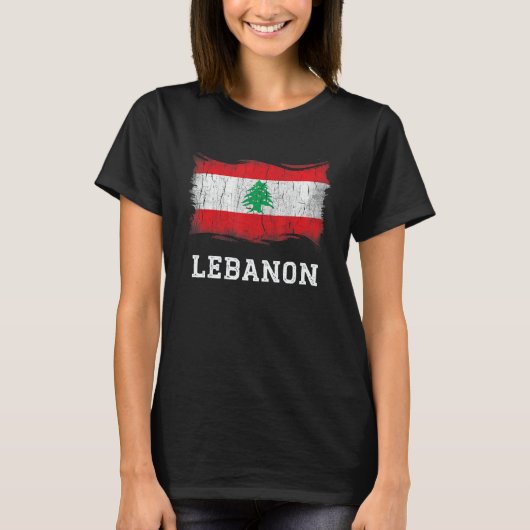 Retro Libanon Vlag Shirt Libanese Grunge G (Voorkant)