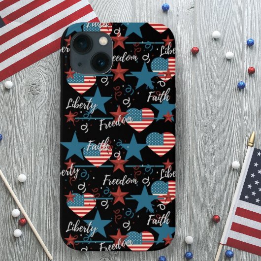 Retro Liberty Faith en Freedom USA Case-Mate iPhone Case