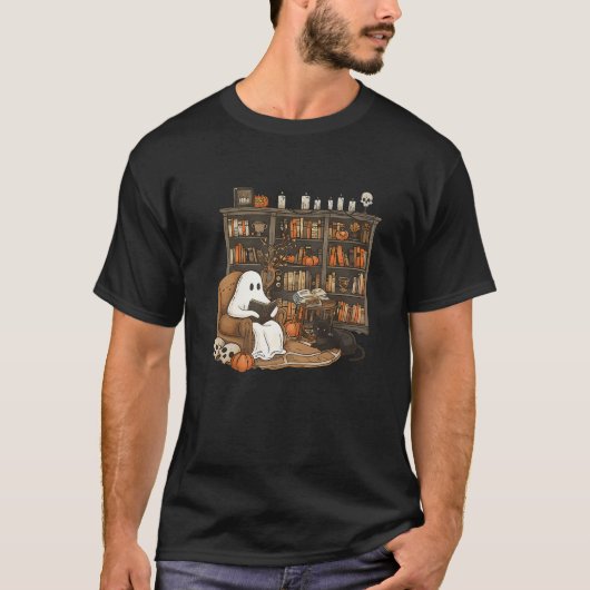 Retro Librarian Boekenplank Leraar Boujee Ghost Ca T-shirt (Voorkant)