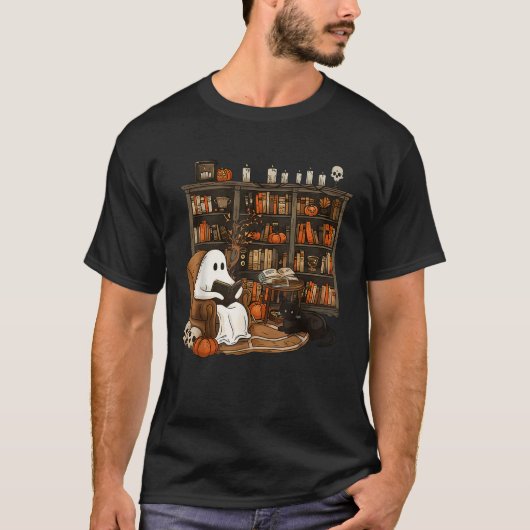 Retro Librarian Boekenplank Leraar Boujee Ghost Ca T-shirt (Voorkant)