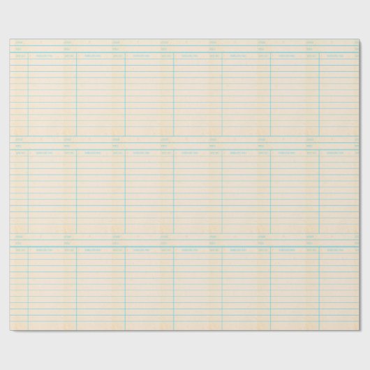 Retro Library Book Date Due Card Cadeaupapier (Vlak)