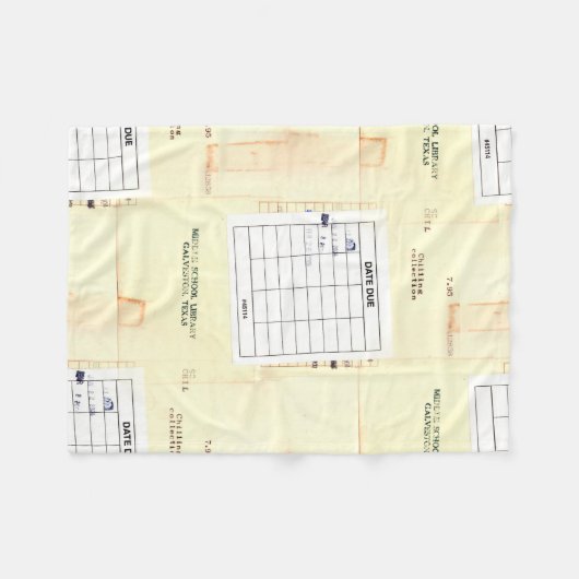 Retro Library Book Date Due Card Fleece Deken (Voorkant (Horizontaal))