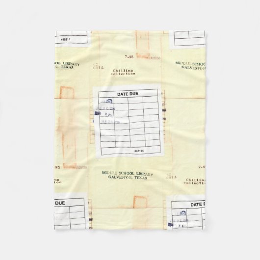 Retro Library Book Date Due Card Fleece Deken (Voorkant)