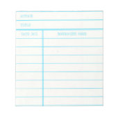 Retro Library Book Date Due Card Notitieblok (Voorkant)