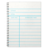 Retro Library Book Date Due Card Notitieboek (Voorkant)