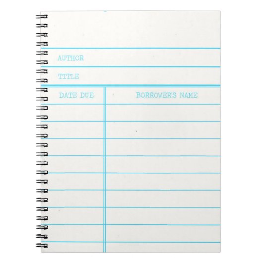 Retro Library Book Date Due Card Notitieboek (Voorkant)