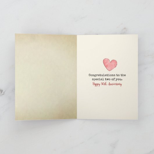 Retro Library Card 50e Jubileum Kaart (Binnen)