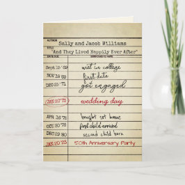 Retro Library Card 50th Jubileum Party Kaart