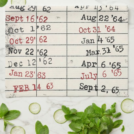 Retro Library Card Theedoek (Gevouwen)