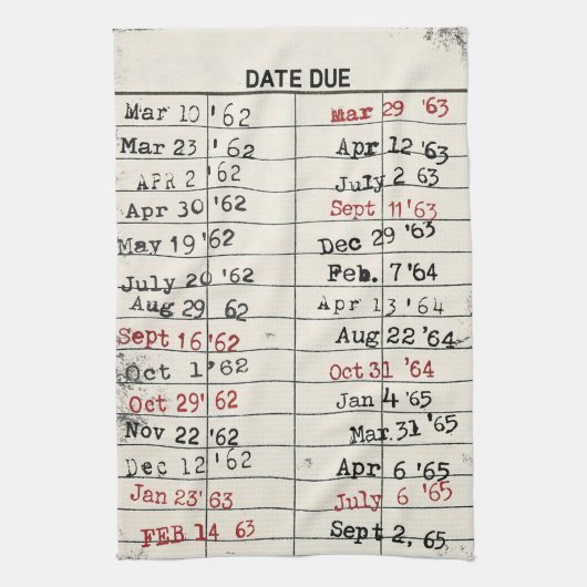 Retro Library Card Theedoek (Verticaal)