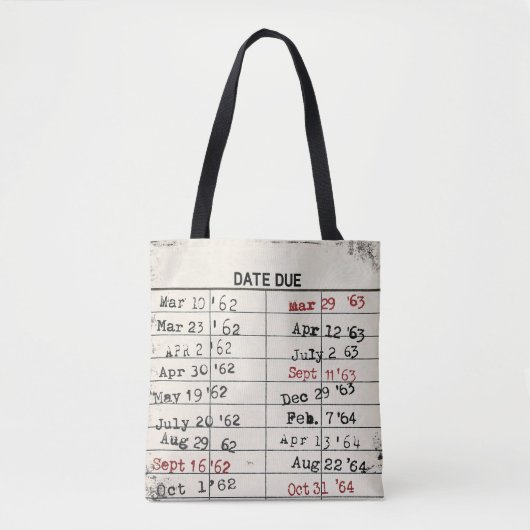 Retro Library Card Tote Bag (Voorkant)