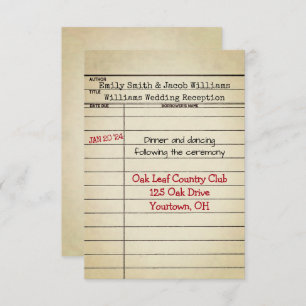 Retro Library Card Weddenschap Reception Kaart