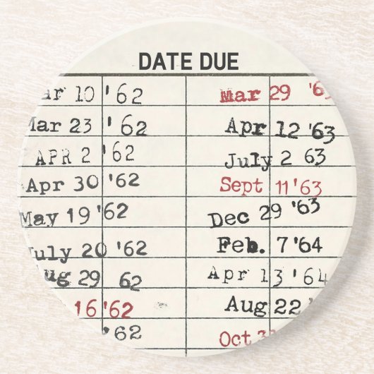 Retro Library Card Zandsteen Onderzetter (Voorkant)