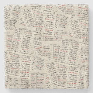 Retro Library Kaart Collectie Stenen Onderzetter