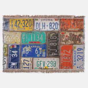 Retro License Bord Collectie Deken